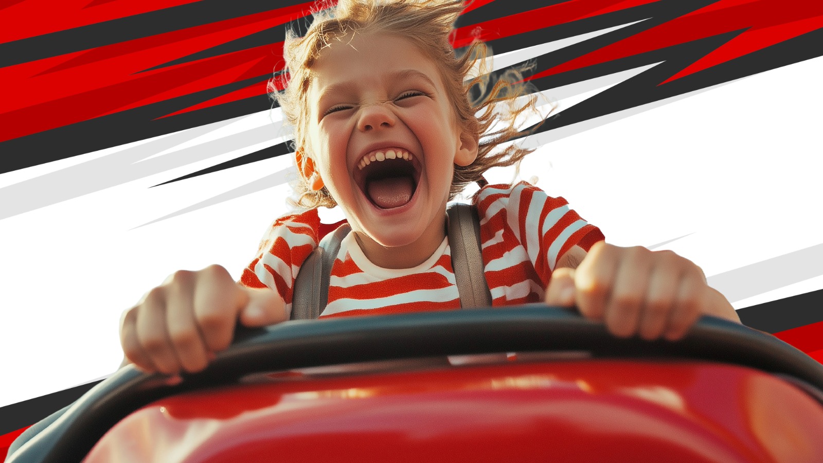 Kid on a fairground ride
